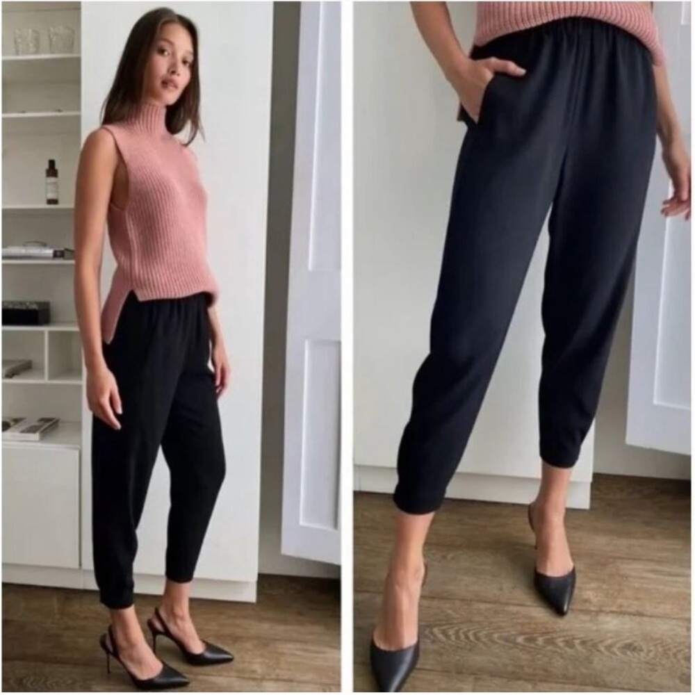 Babaton Dexter Ankle Jogger Pants in Black Fine Japanese Fabric Size XXS
